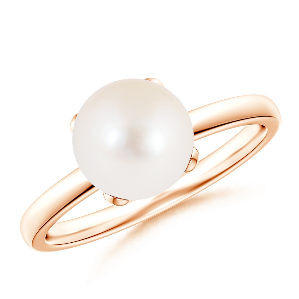 8mm AAA Classic Solitaire Freshwater Pearl Ring in Rose Gold