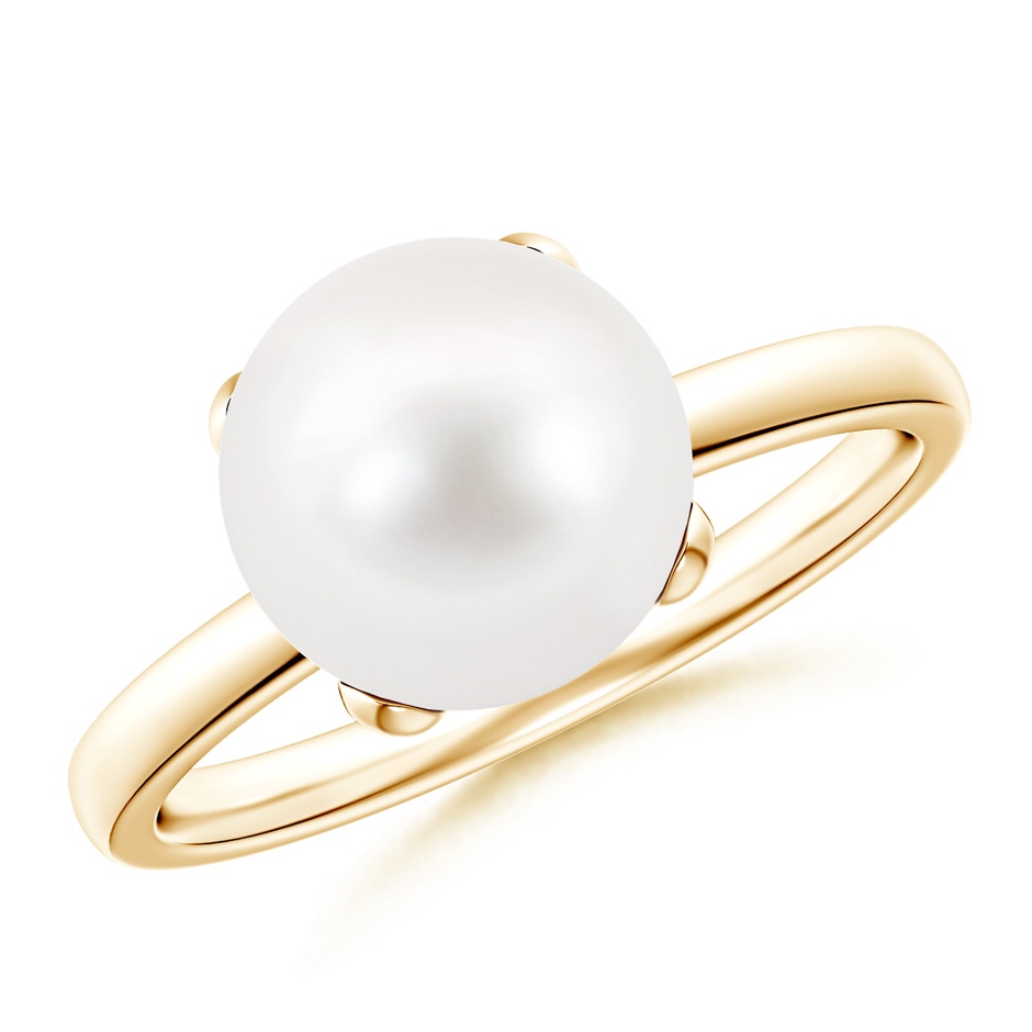 9mm AA Classic Solitaire Freshwater Pearl Ring in Yellow Gold 