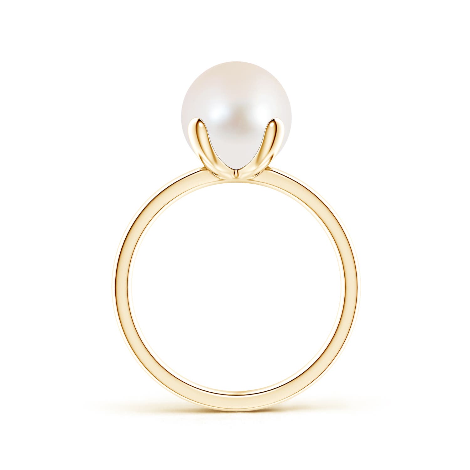 9mm AAA Classic Solitaire Freshwater Pearl Ring in 18K Yellow Gold