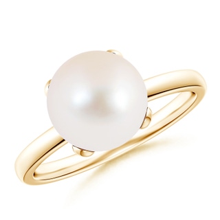 9mm AAA Classic Solitaire Freshwater Pearl Ring in 9K Yellow Gold