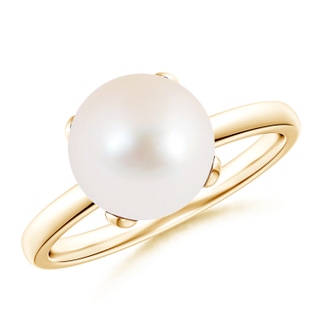 9mm AAA Classic Solitaire Freshwater Pearl Ring in Yellow Gold