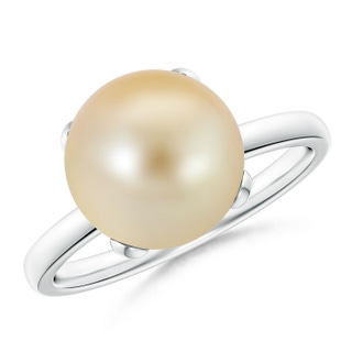 10mm AAA Classic Solitaire Golden South Sea Pearl Ring in White Gold