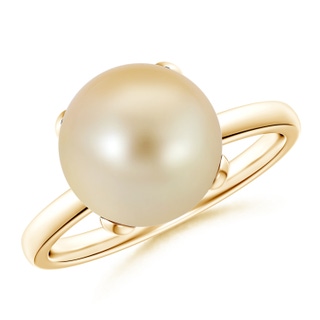 10mm AAA Classic Solitaire Golden South Sea Pearl Ring in Yellow Gold