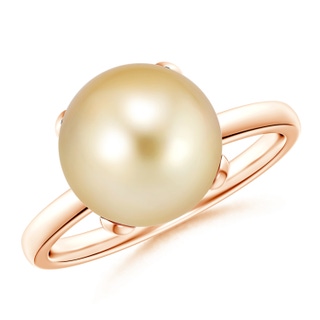10mm AAAA Classic Solitaire Golden South Sea Pearl Ring in Rose Gold