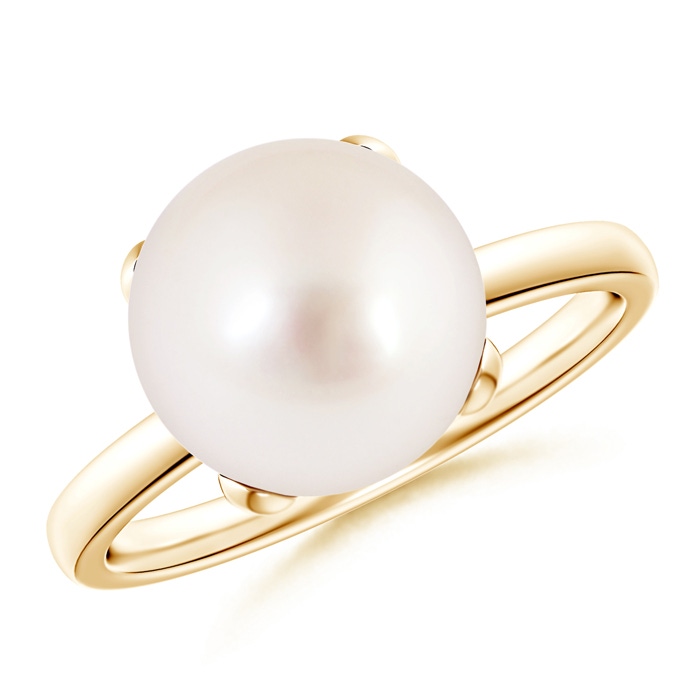 10mm AAAA Classic Solitaire South Sea Pearl Ring in 10K Yellow Gold 