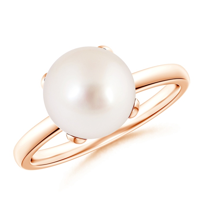 9mm AAAA Classic Solitaire South Sea Pearl Ring in Rose Gold