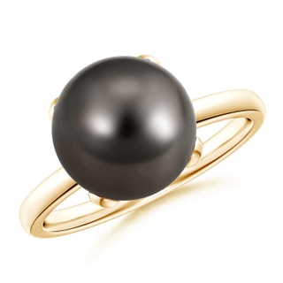 10mm AAA Classic Solitaire Tahitian Pearl Ring in Yellow Gold