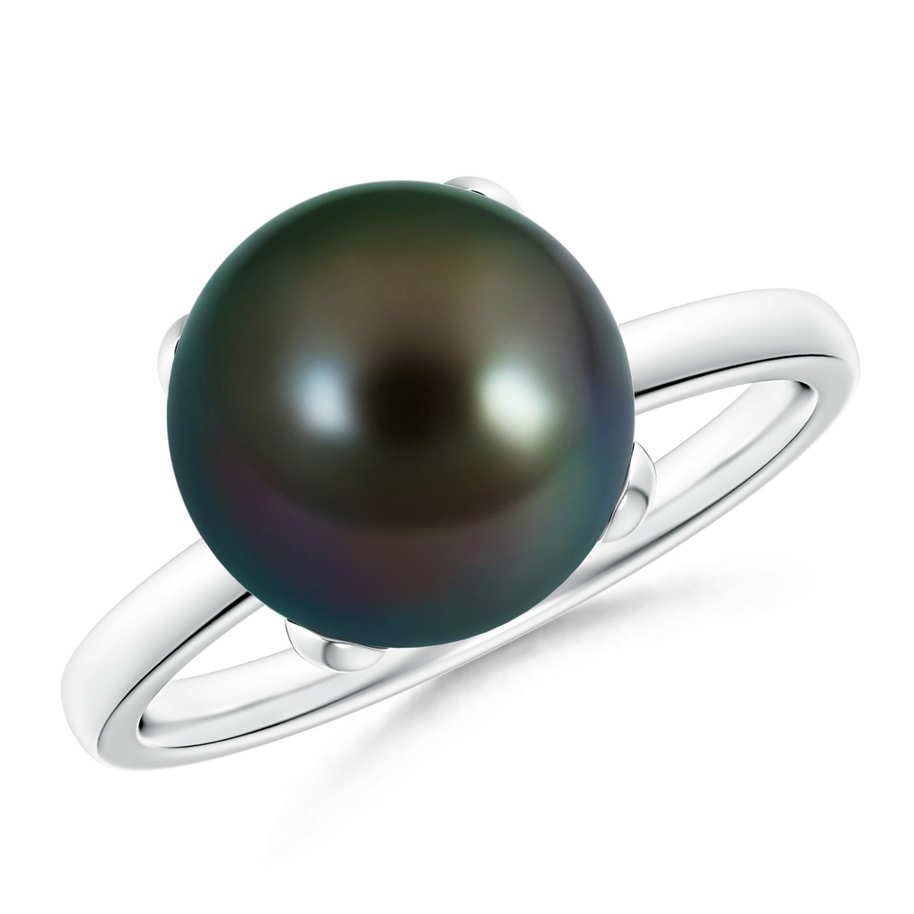 10mm AAAA Classic Solitaire Tahitian Pearl Ring in S999 Silver