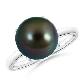 10mm AAAA Classic Solitaire Tahitian Pearl Ring in White Gold