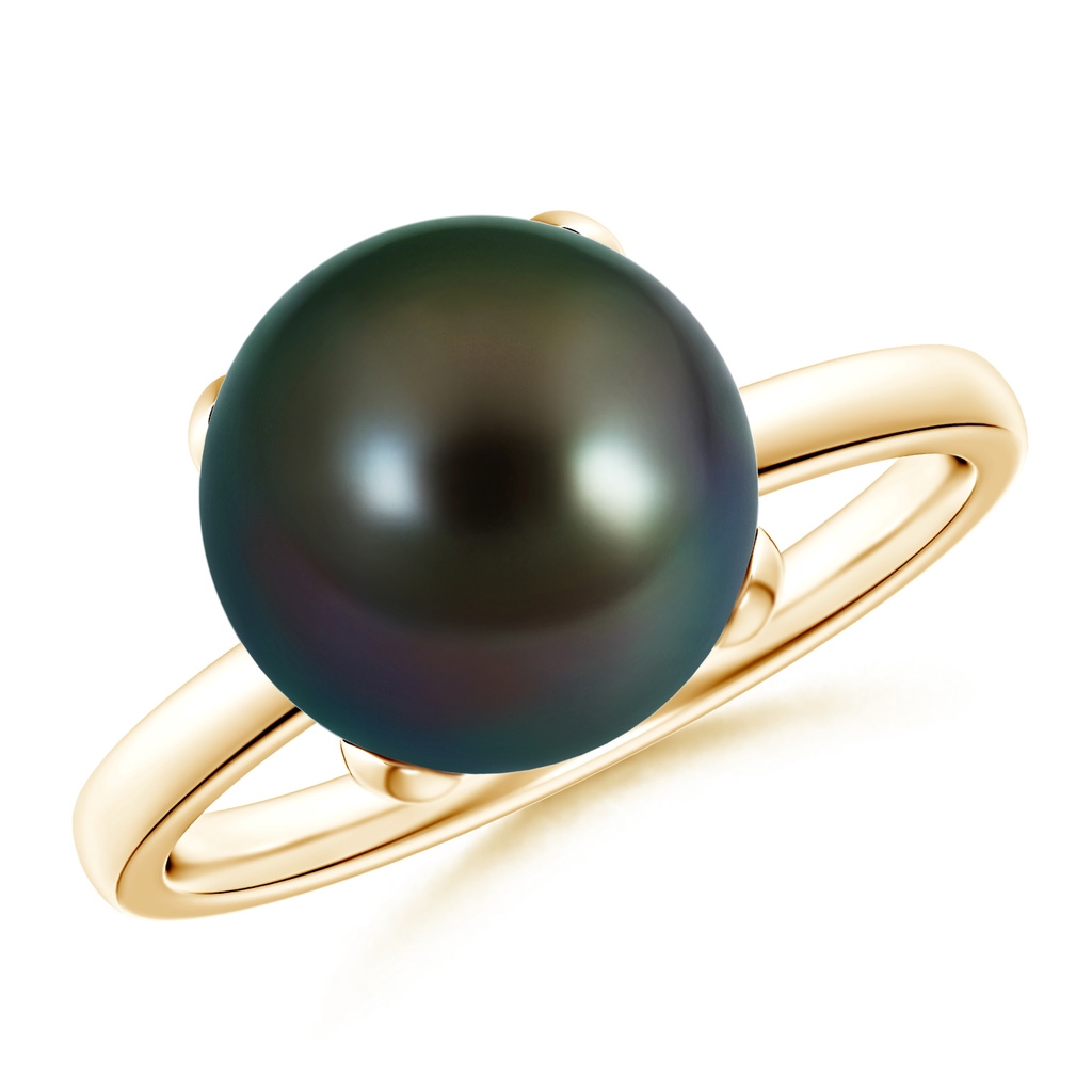 10mm AAAA Classic Solitaire Tahitian Pearl Ring in Yellow Gold