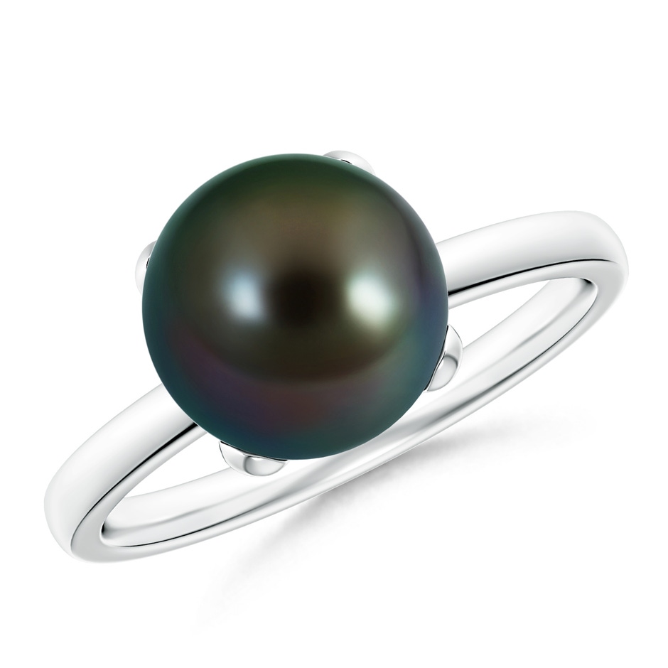 9mm AAAA Classic Solitaire Tahitian Pearl Ring in White Gold 