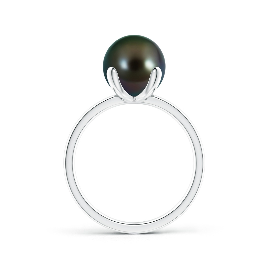 9mm AAAA Classic Solitaire Tahitian Pearl Ring in White Gold Product Image