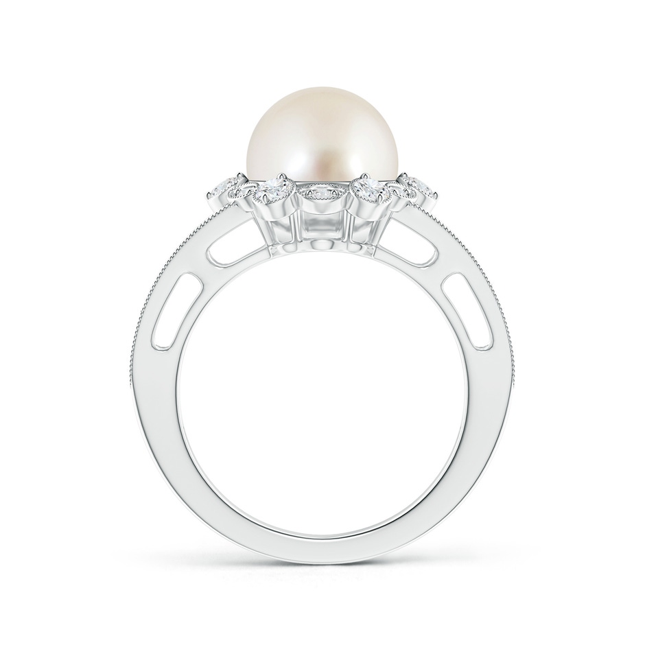 9mm AAAA South Sea Pearl and Diamond Ring with Floral Halo in White Gold product image