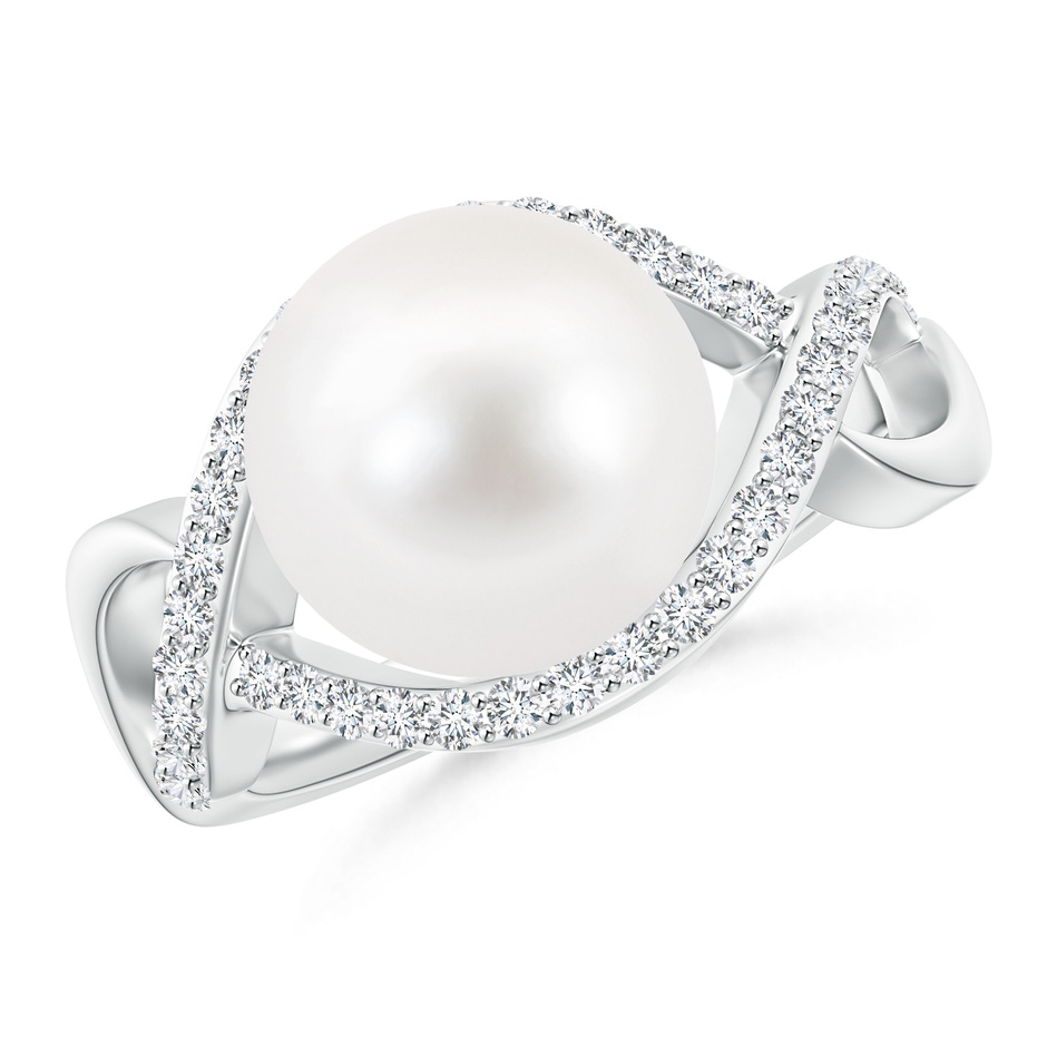 10mm AA Freshwater Pearl Infinity Ring with Diamonds in S999 Silver 