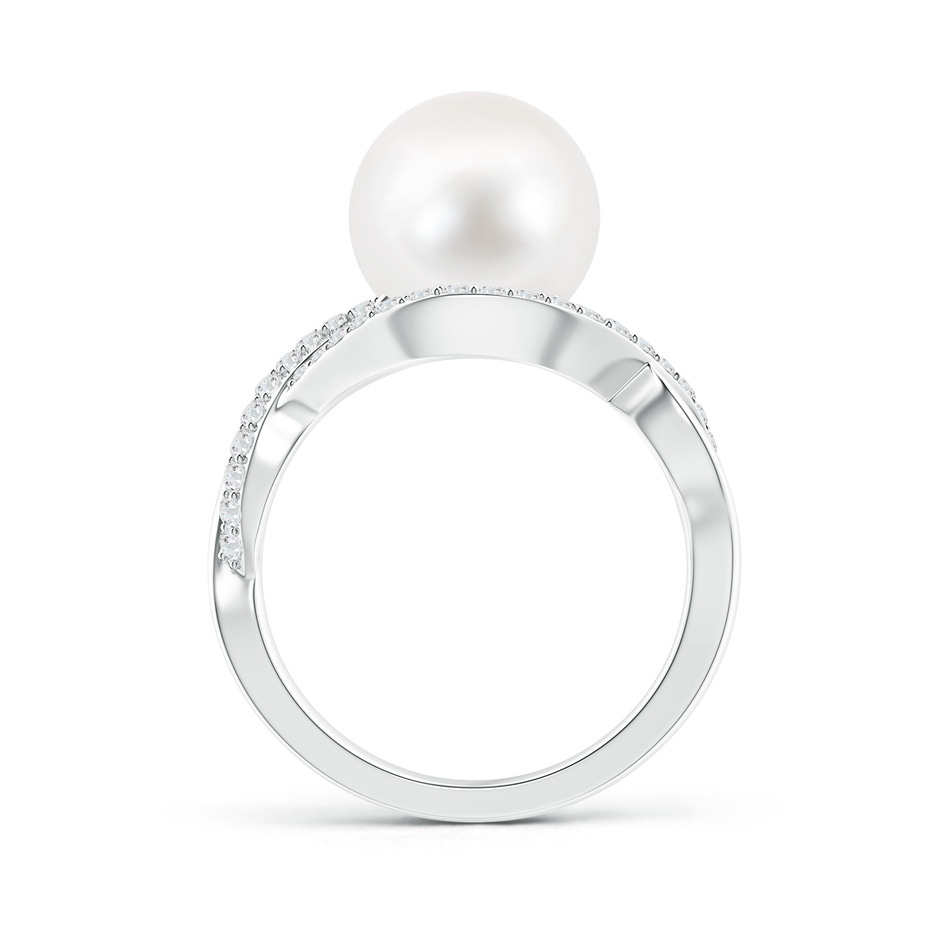 10mm AA Freshwater Pearl Infinity Ring with Diamonds in S999 Silver product image