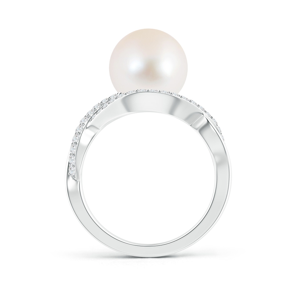 10mm AAA Freshwater Pearl Infinity Ring with Diamonds in White Gold product image