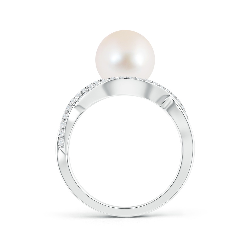 9mm AAA Freshwater Pearl Infinity Ring with Diamonds in White Gold product image