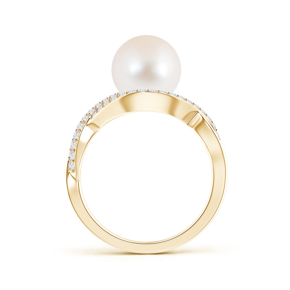 9mm AAA Freshwater Pearl Infinity Ring with Diamonds in Yellow Gold product image