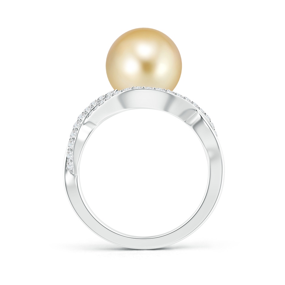 10mm AAAA Golden South Sea Cultured Pearl Infinity Ring with Diamonds in White Gold product image