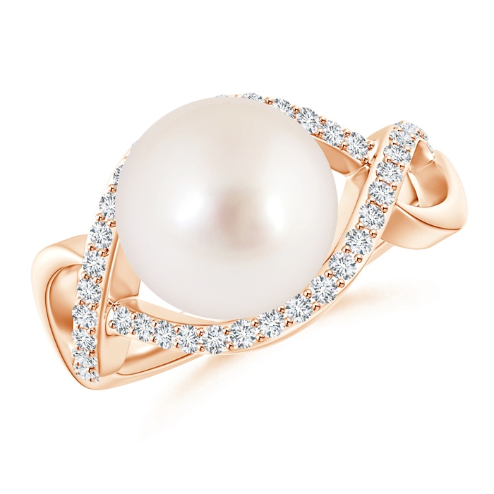 10mm AAAA South Sea Pearl Infinity Ring with Diamonds in Rose Gold