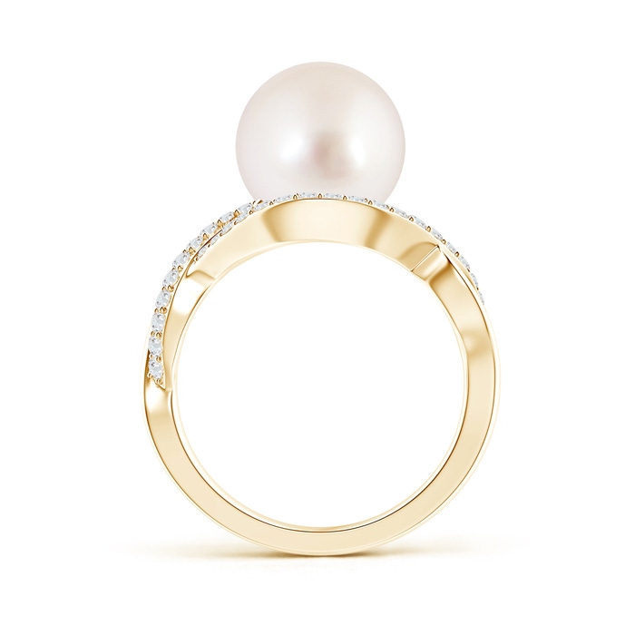 10mm AAAA South Sea Pearl Infinity Ring with Diamonds in Yellow Gold Product Image