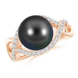 10mm AA Tahitian Pearl Infinity Ring with Diamonds in Rose Gold