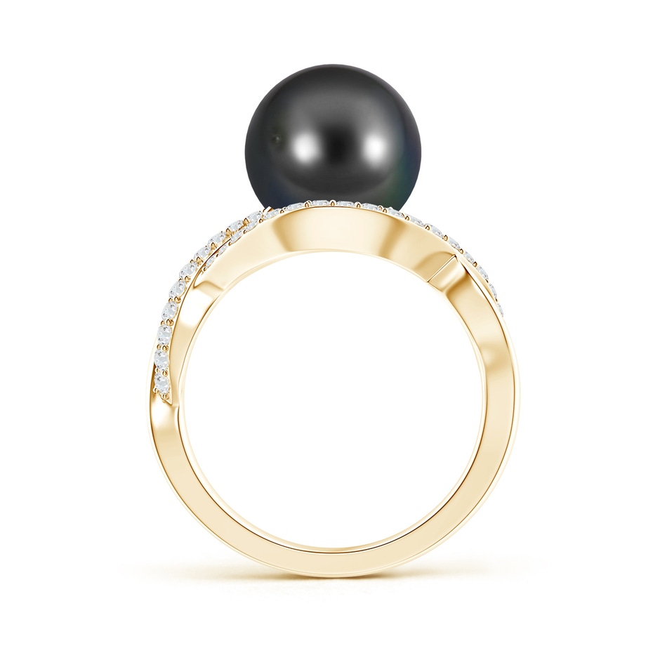 10mm AA Tahitian Pearl Infinity Ring with Diamonds in Yellow Gold product image