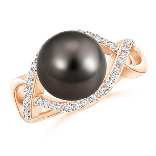 10mm AAA Tahitian Pearl Infinity Ring with Diamonds in Rose Gold