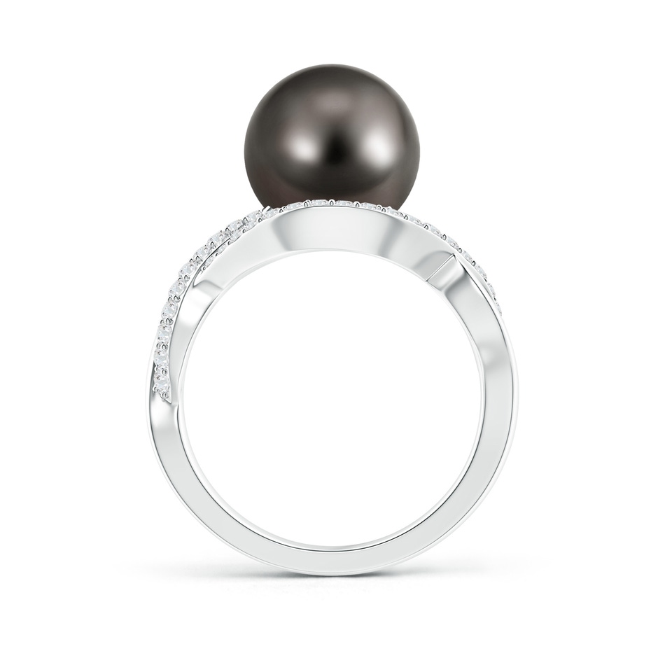 10mm AAA Tahitian Pearl Infinity Ring with Diamonds in White Gold product image