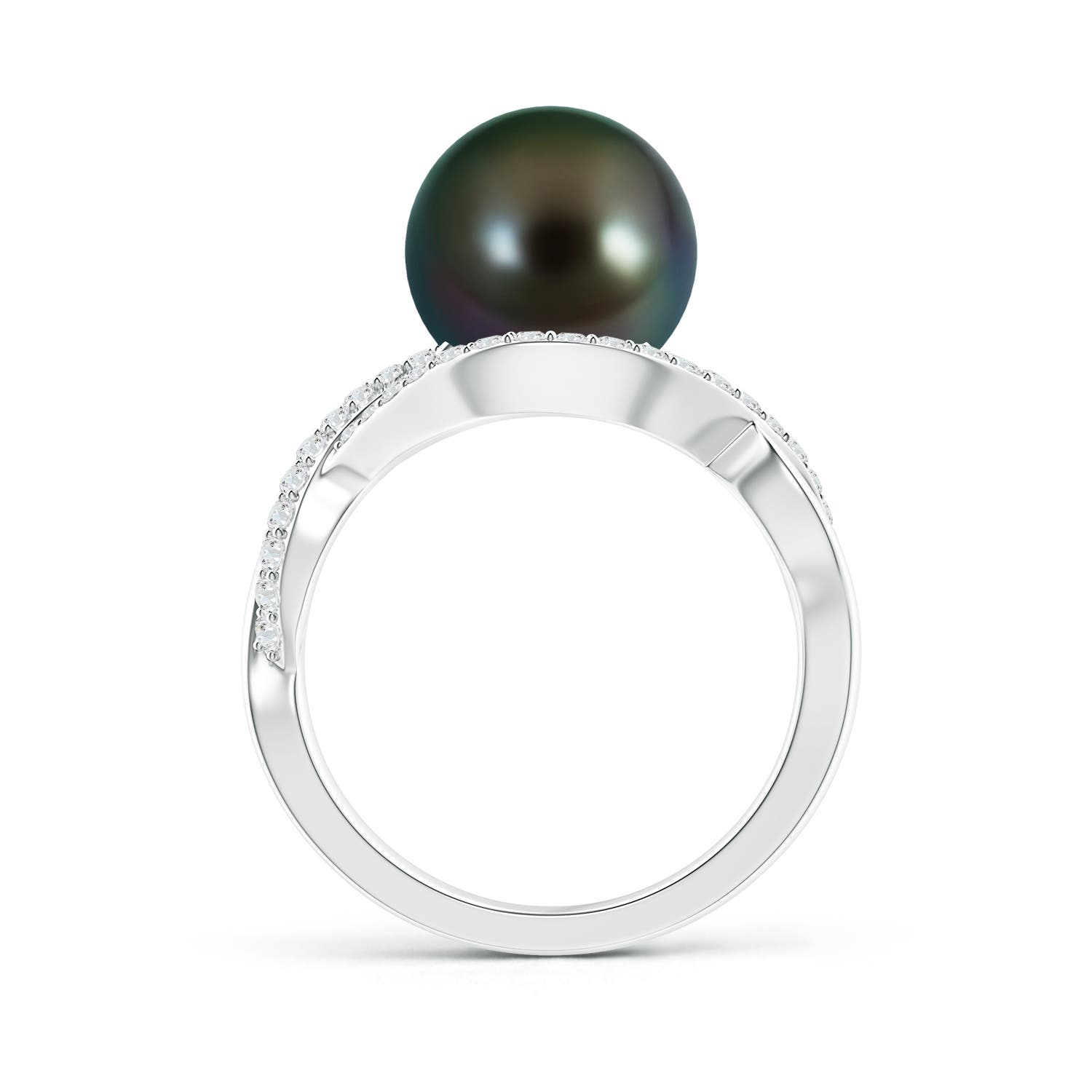10mm AAAA Tahitian Pearl Infinity Ring with Diamonds in White Gold