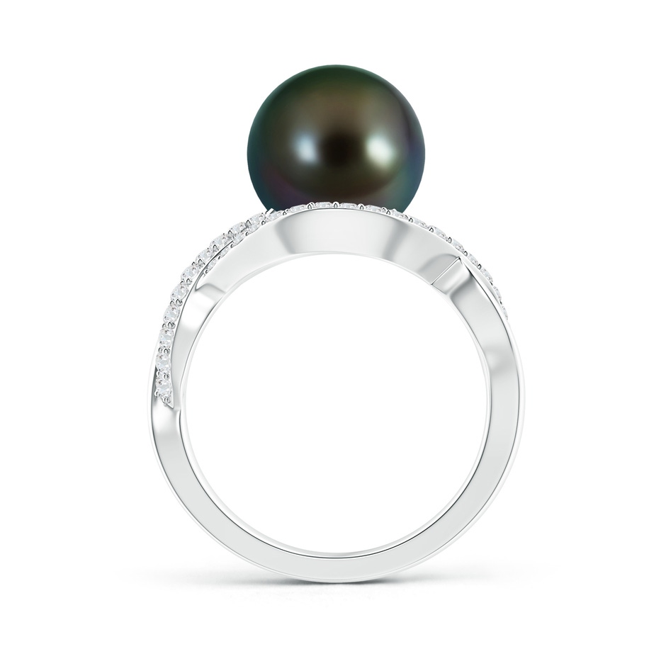 10mm AAAA Tahitian Pearl Infinity Ring with Diamonds in White Gold product image