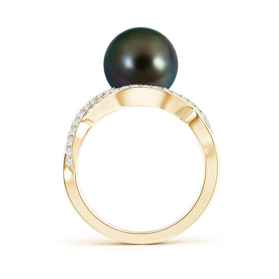 10mm AAAA Tahitian Pearl Infinity Ring with Diamonds in Yellow Gold product image