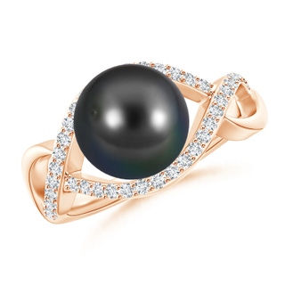 9mm AA Tahitian Pearl Infinity Ring with Diamonds in 9K Rose Gold