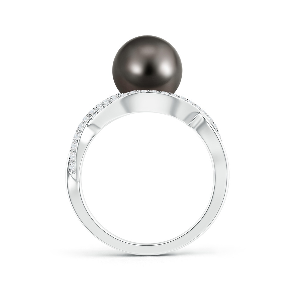 9mm AAA Tahitian Pearl Infinity Ring with Diamonds in White Gold product image