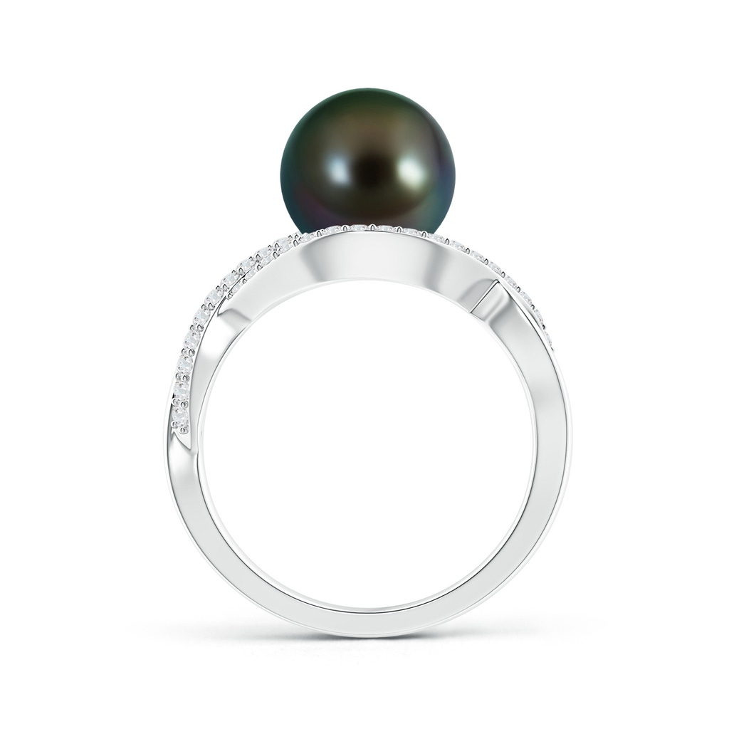 9mm AAAA Tahitian Pearl Infinity Ring with Diamonds in White Gold Product Image