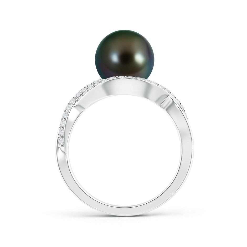 9mm AAAA Tahitian Pearl Infinity Ring with Diamonds in White Gold product image