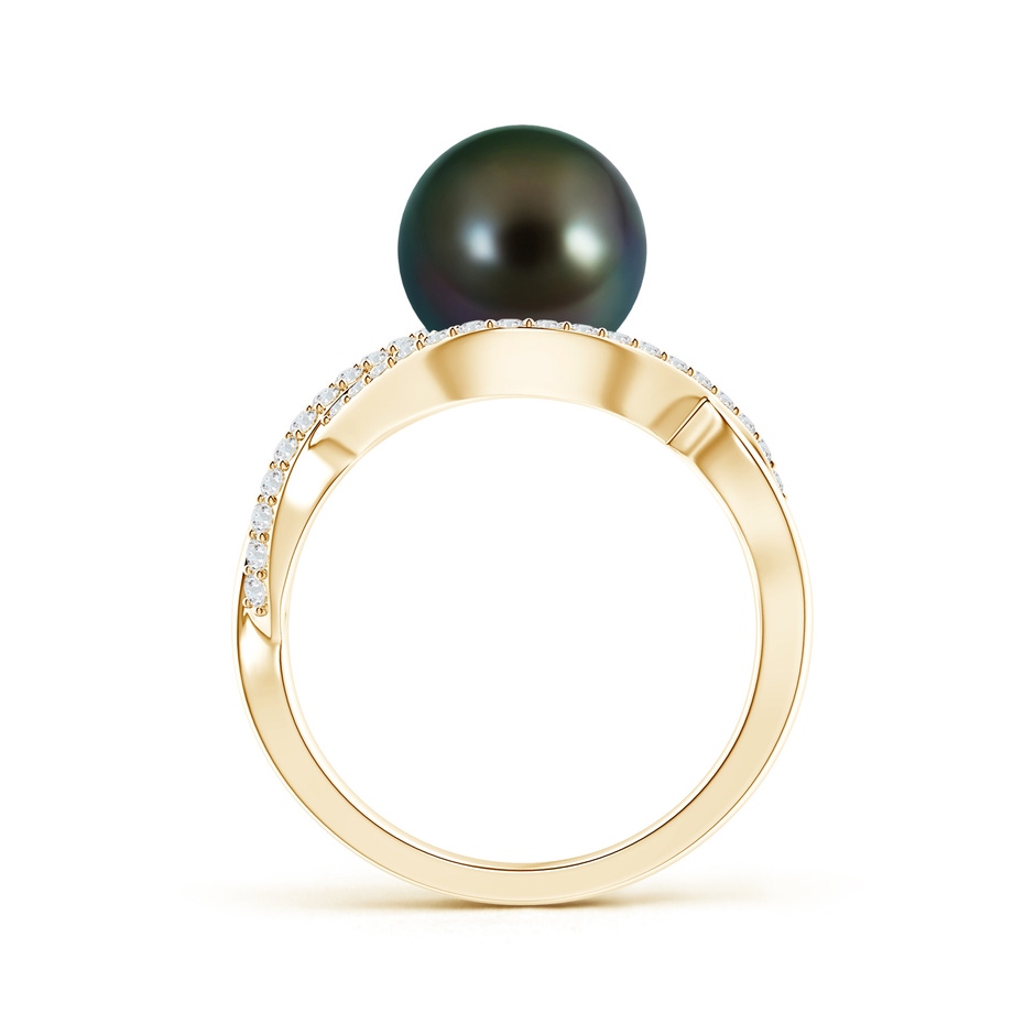 9mm AAAA Tahitian Pearl Infinity Ring with Diamonds in Yellow Gold product image