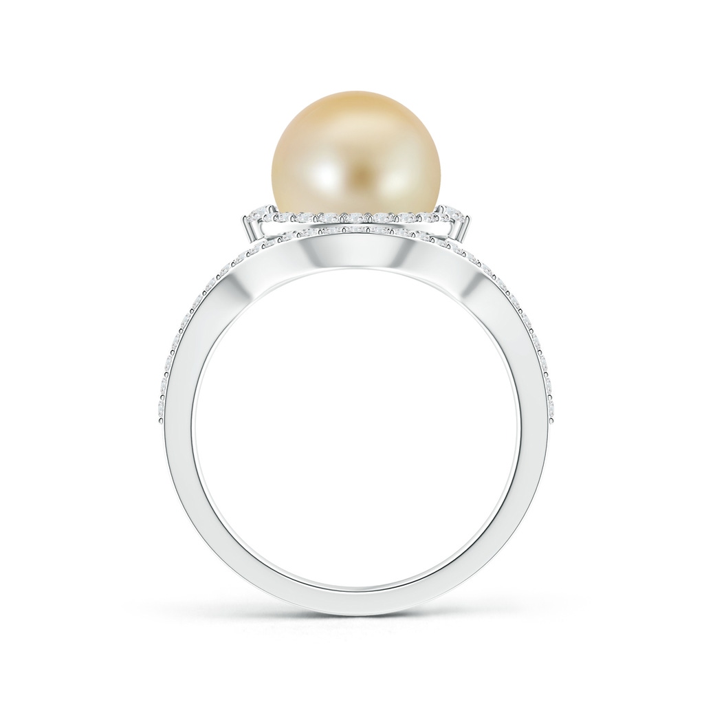 9mm AAA Golden South Sea Cultured Pearl Ring with Double Halo in White Gold Product Image