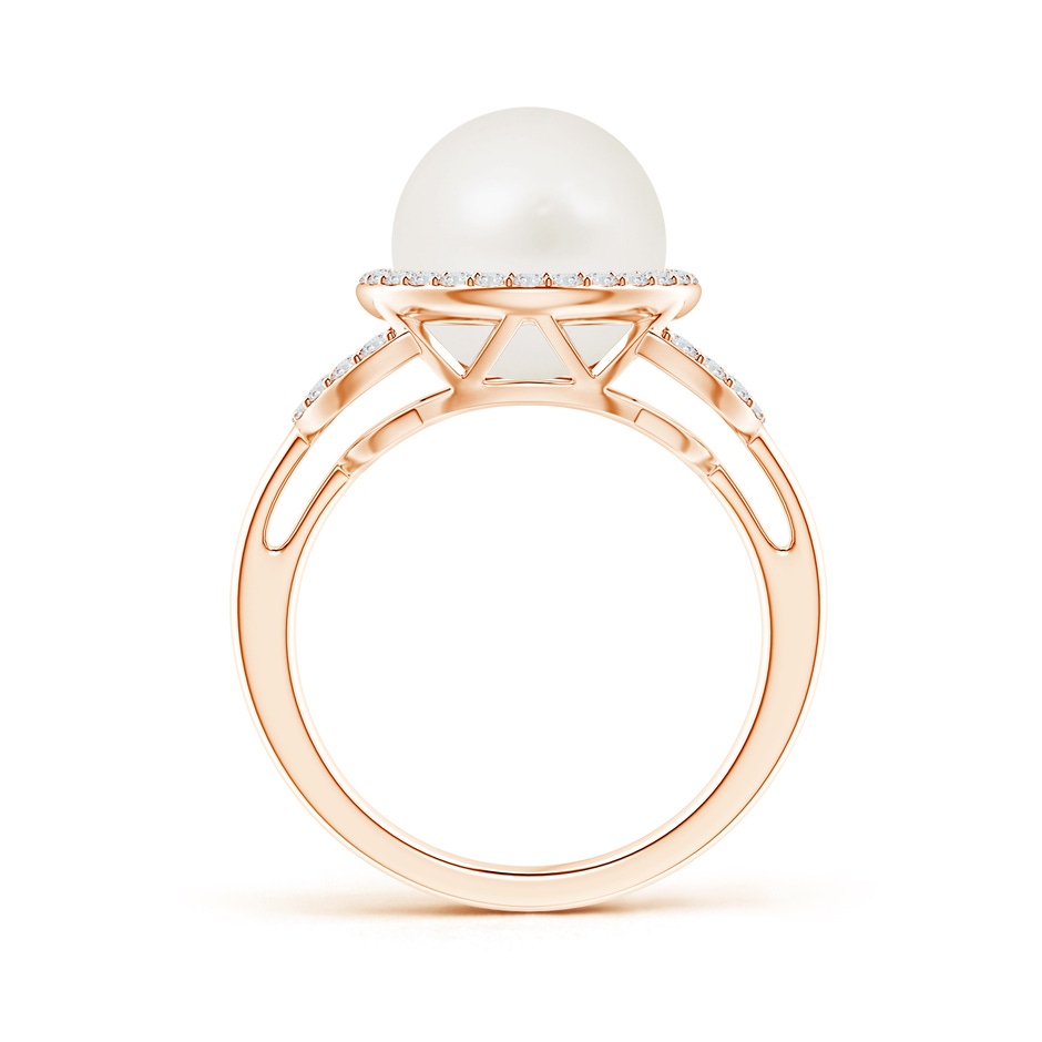 10mm A Freshwater Pearl Halo Ring with Diamonds in Rose Gold product image