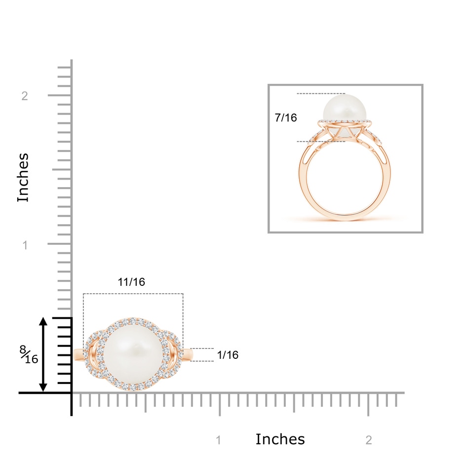 10mm A Freshwater Pearl Halo Ring with Diamonds in Rose Gold product image