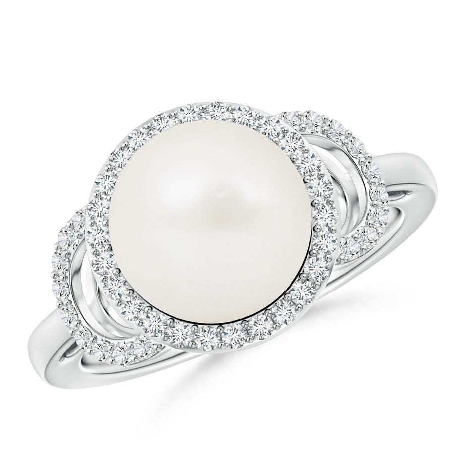 10mm A Freshwater Pearl Halo Ring with Diamonds in White Gold 