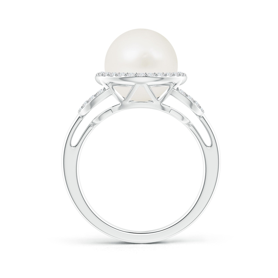 10mm A Freshwater Pearl Halo Ring with Diamonds in White Gold product image