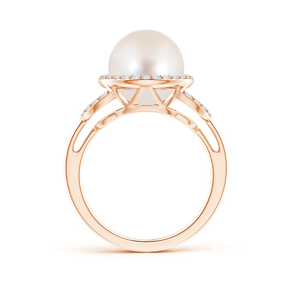 10mm AAAA Freshwater Pearl Halo Ring with Diamonds in Rose Gold product image