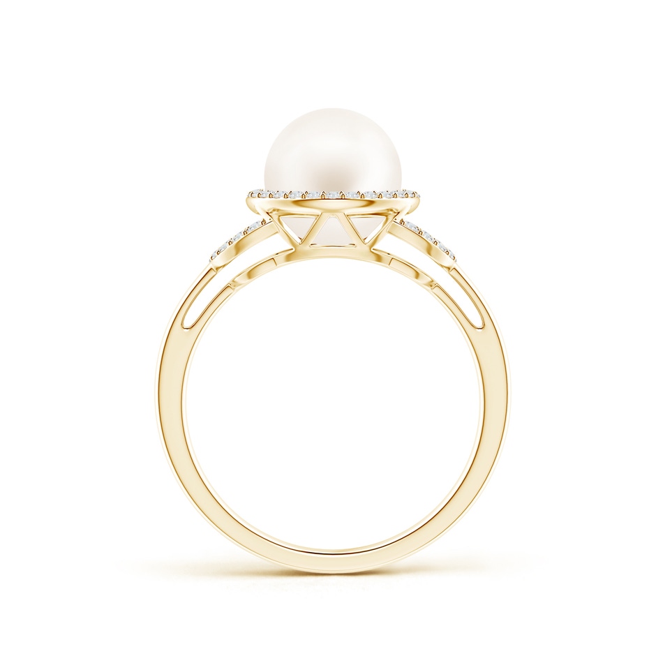 8mm AA Freshwater Pearl Halo Ring with Diamonds in Yellow Gold product image