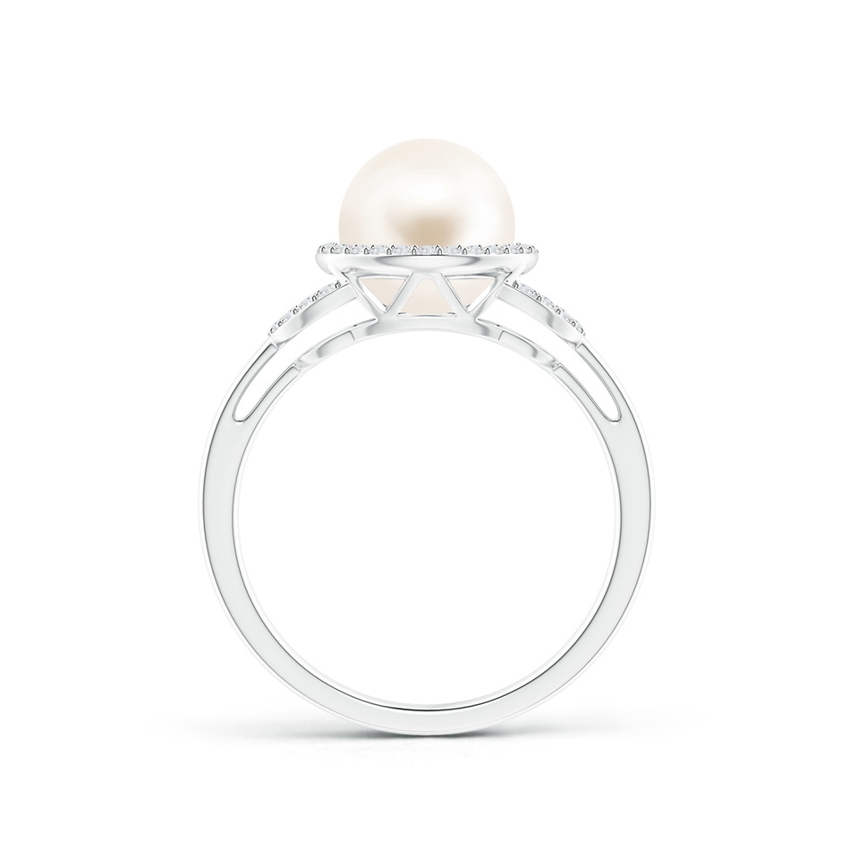 8mm AAA Freshwater Pearl Halo Ring with Diamonds in White Gold product image