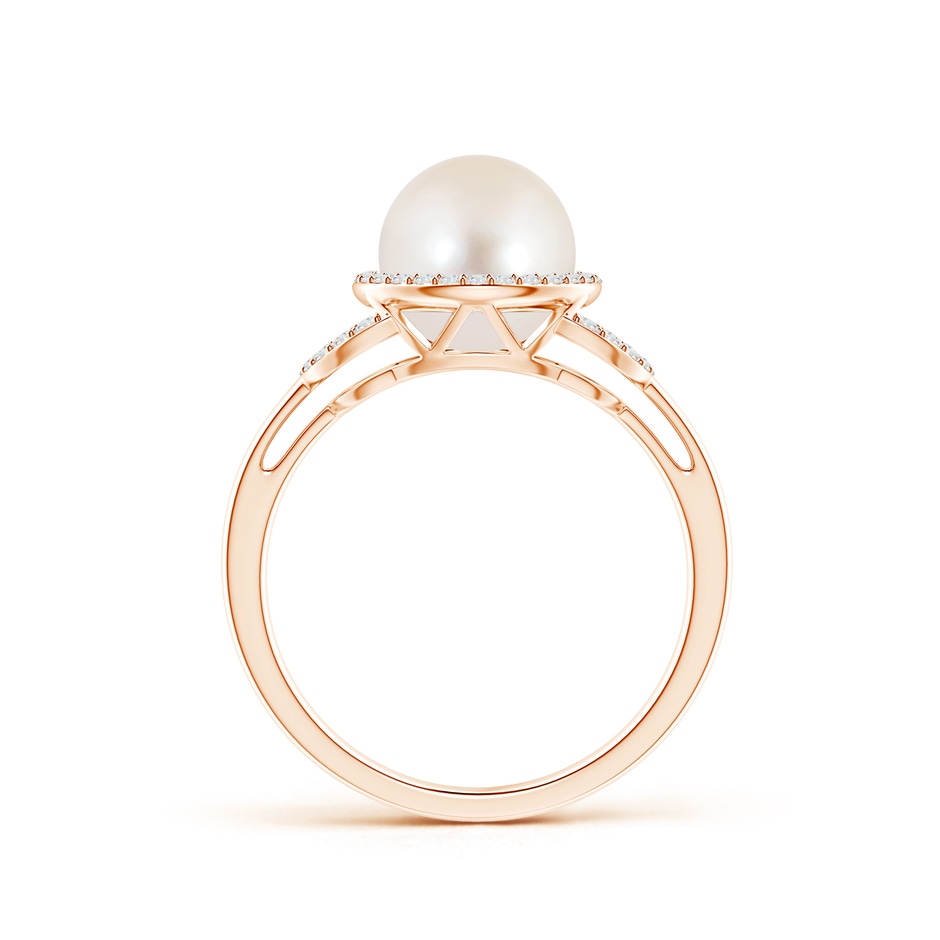 8mm AAAA Freshwater Pearl Halo Ring with Diamonds in Rose Gold product image