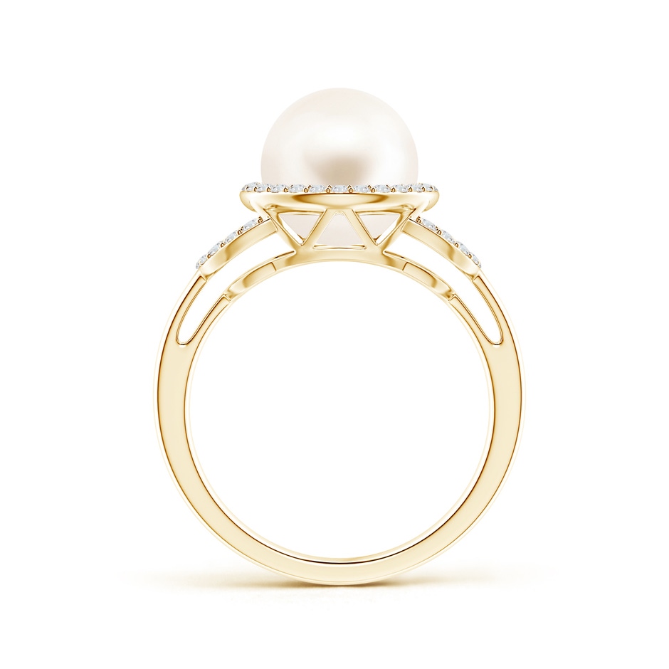 9mm AAA Freshwater Pearl Halo Ring with Diamonds in Yellow Gold product image