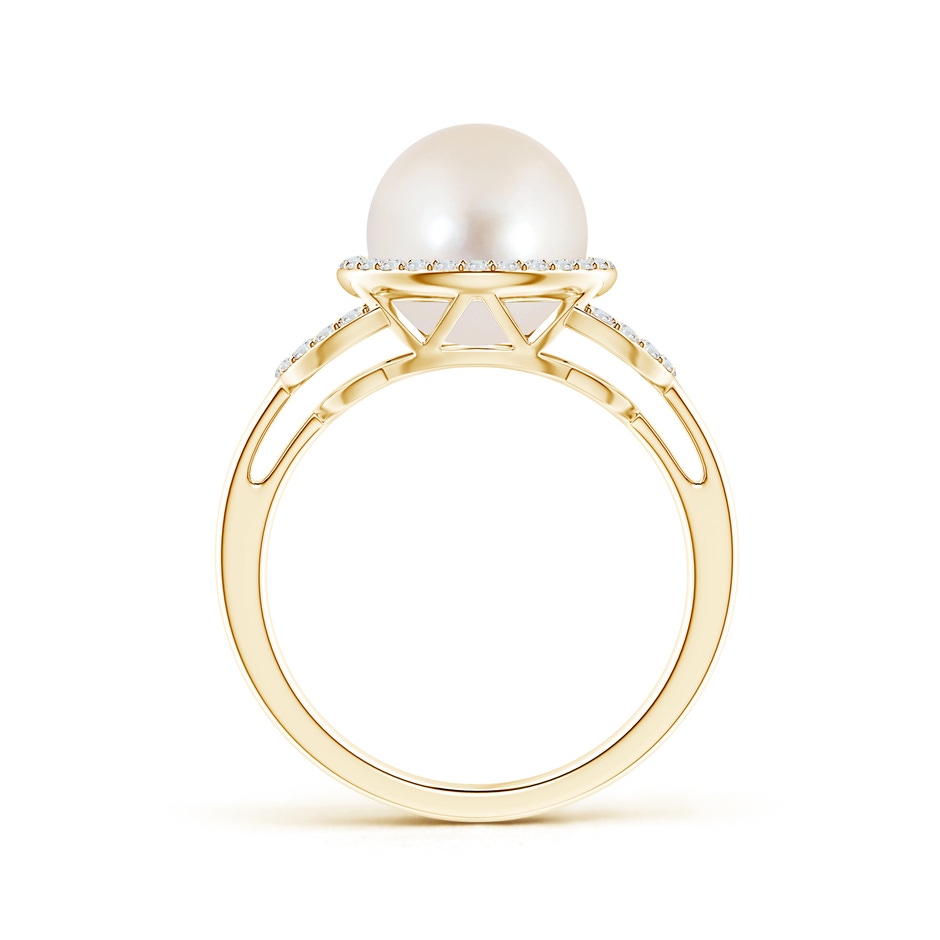 9mm AAAA Freshwater Pearl Halo Ring with Diamonds in Yellow Gold product image