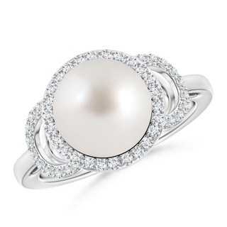 10mm AAA South Sea Cultured Pearl Halo Ring with Diamonds in White Gold
