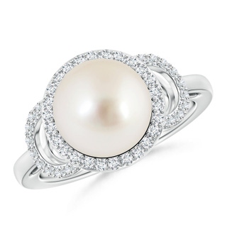 10mm AAAA South Sea Cultured Pearl Halo Ring with Diamonds in White Gold